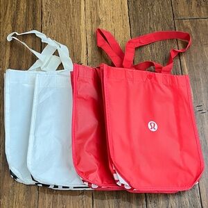 Lululemon Red and White Tote Bags